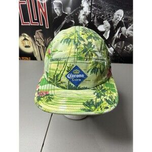 Corona Extra Hat‎ Tropical Palm Tree Pink Hibiscus Flower Floral Ball Cap